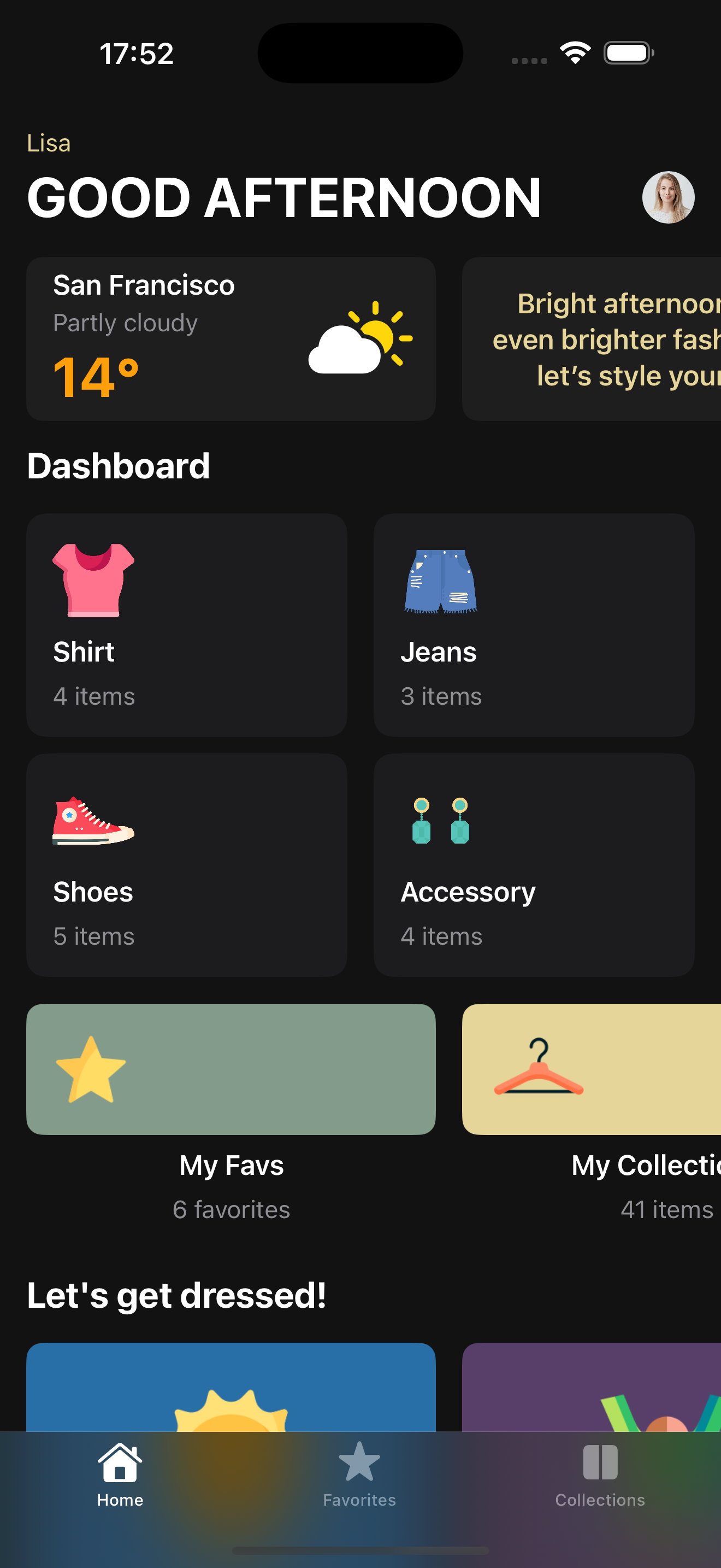 WARdrobe Home Screen Dark Mode