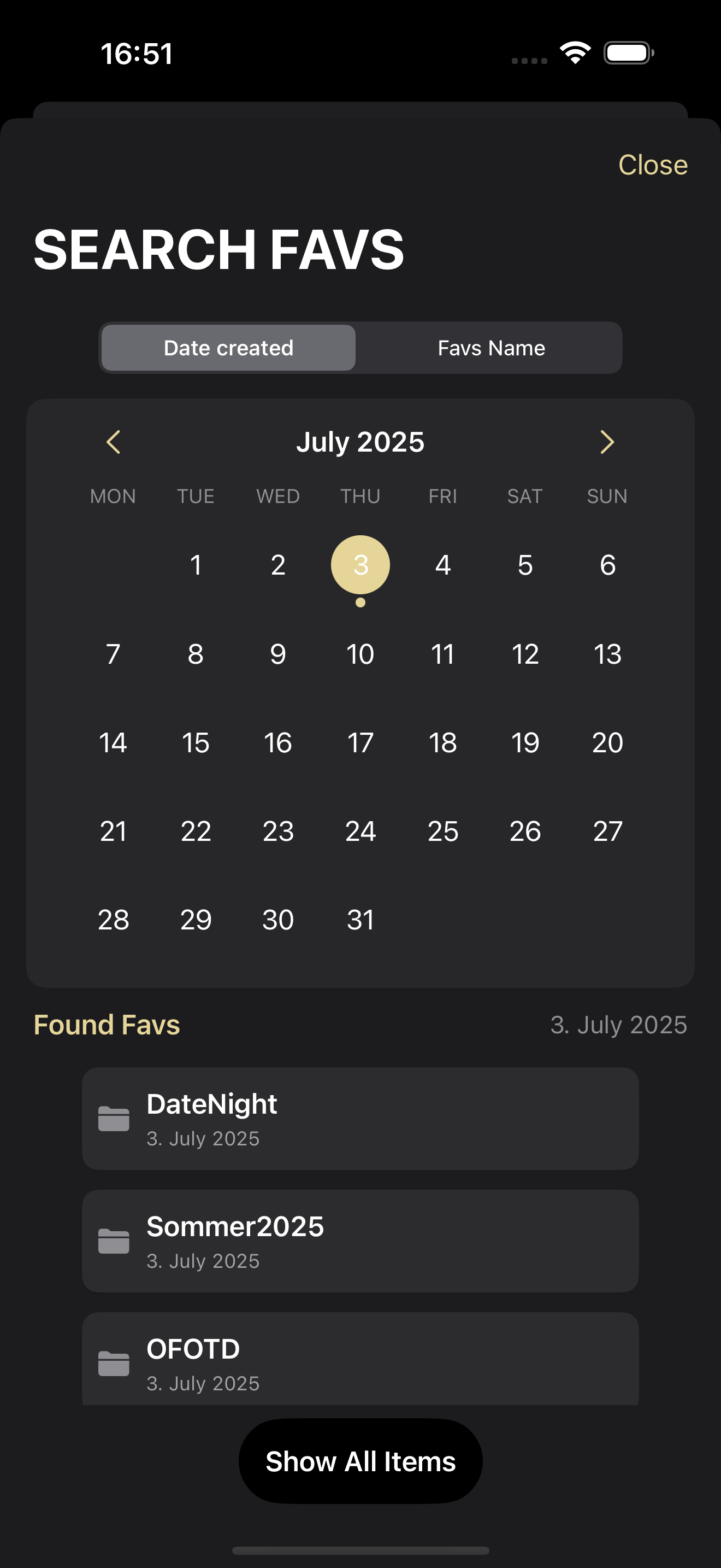 WARdrobe Search Dark Mode