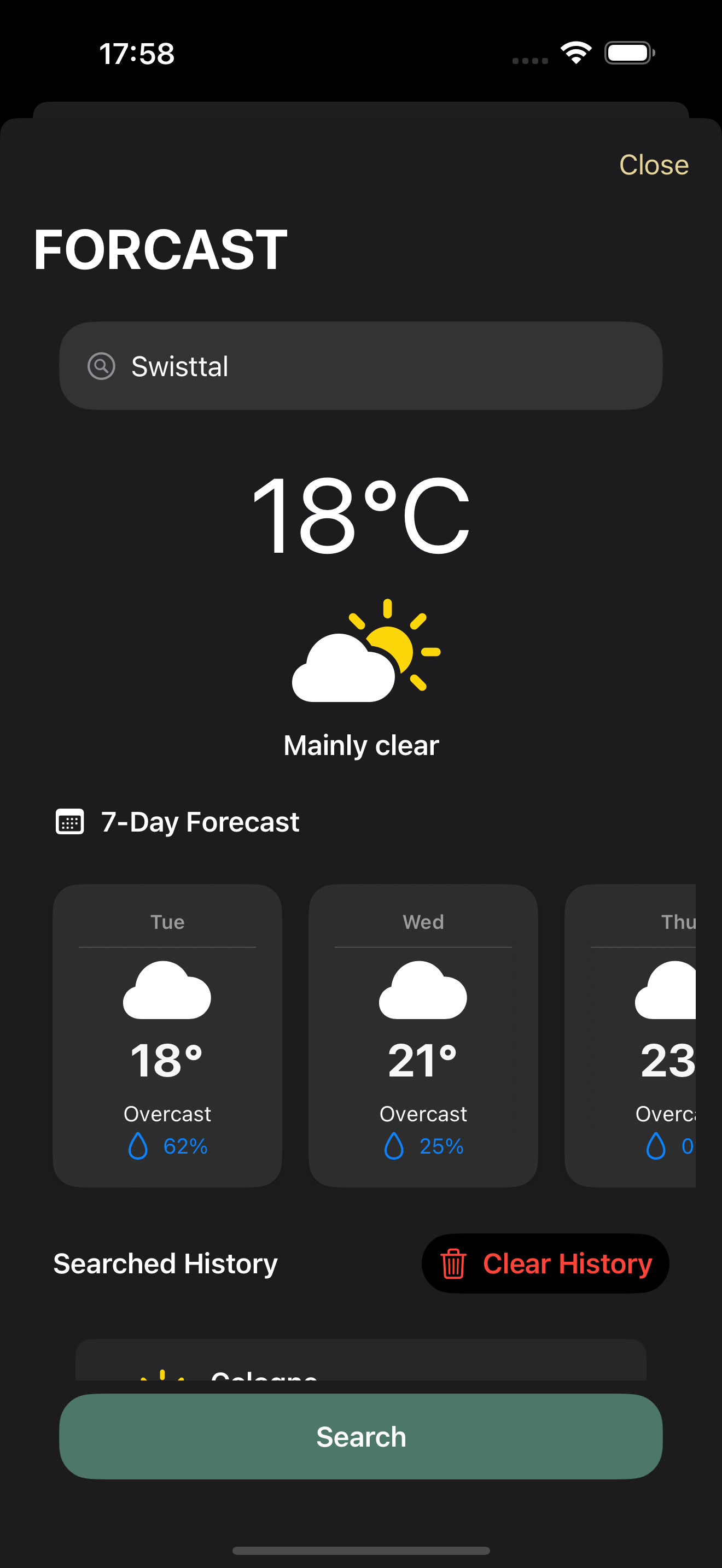 WARdrobe Weather Dark Mode