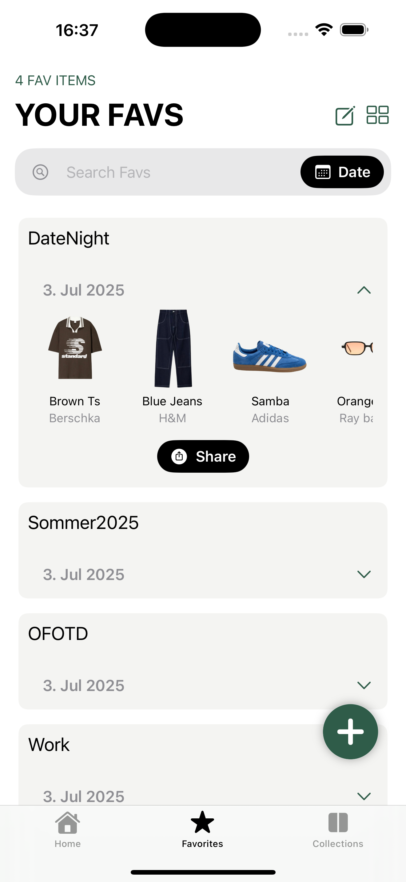 WARdrobe Favorites Light Mode